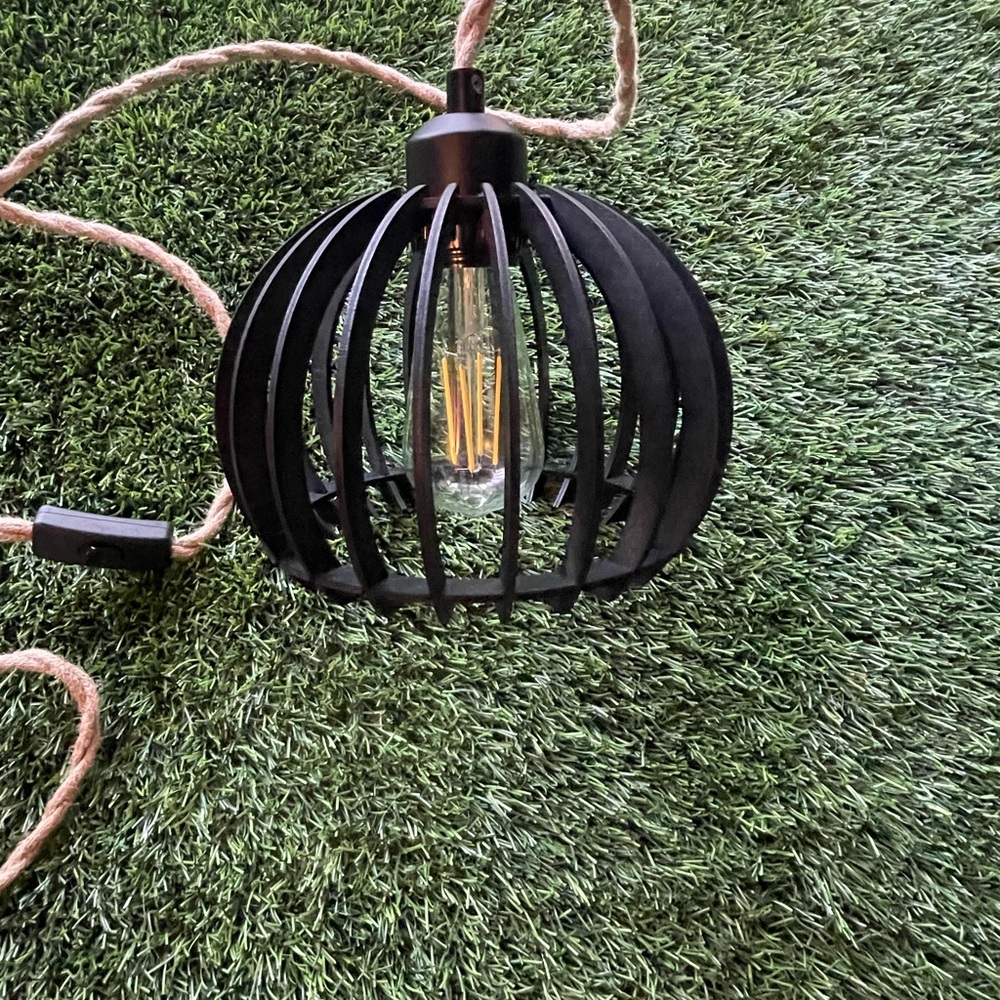 Black Metal Cage Pendant Light